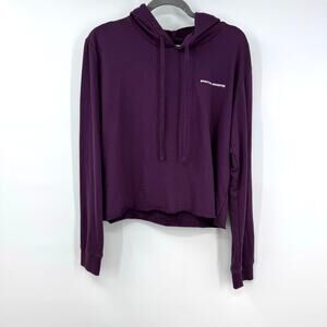 Spiritual Gangster Vintage Terry Cropped Hoodie Sweatshirt Size L Purple Yoga